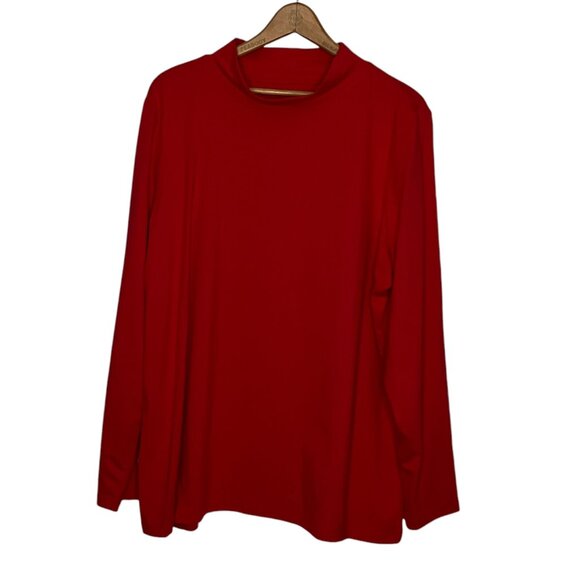 Denim&Co Tops - Denim & Co Essentials Size XL Red Perfect Jersey‎ Mock Neck Long Sleeve Top